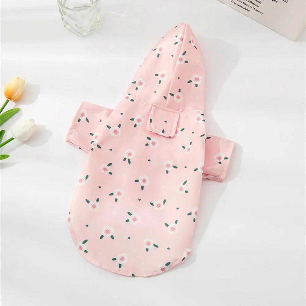Printed Pet Dog Raincoat Waterproof Pet Hoodie with Traction Hole for Small Dogs Bichon Chihuahua Puppy Chubasquero Para Perros