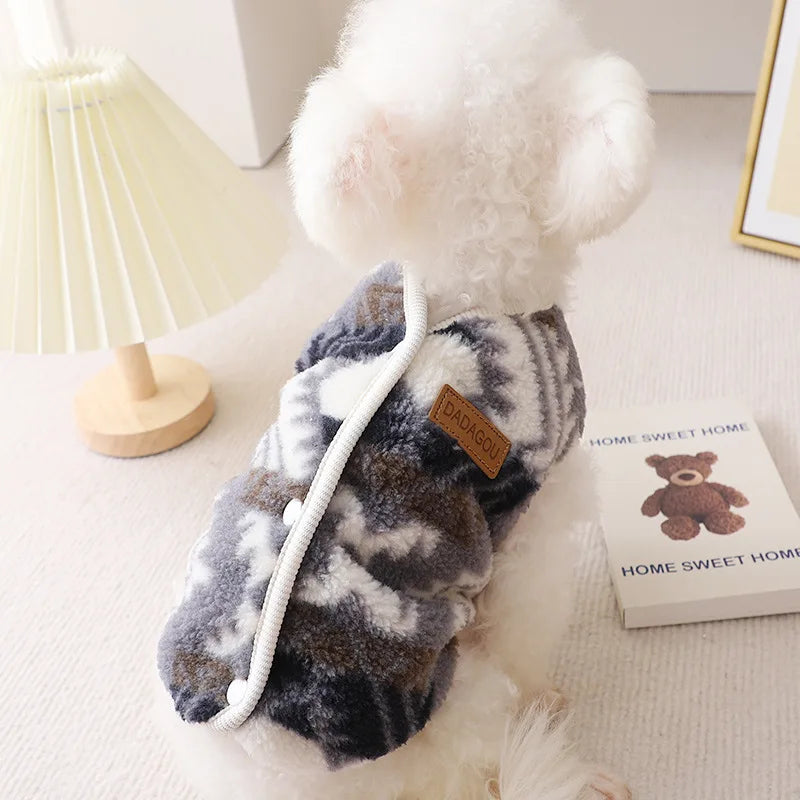 Floral Print Coral Fleece Jacket for Cats & Small Dogs