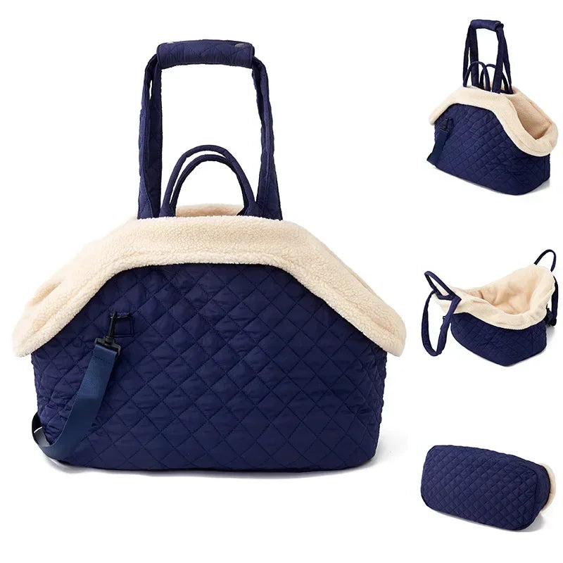 Plush Pet Carrier Handbag for Cats & Small Dogs