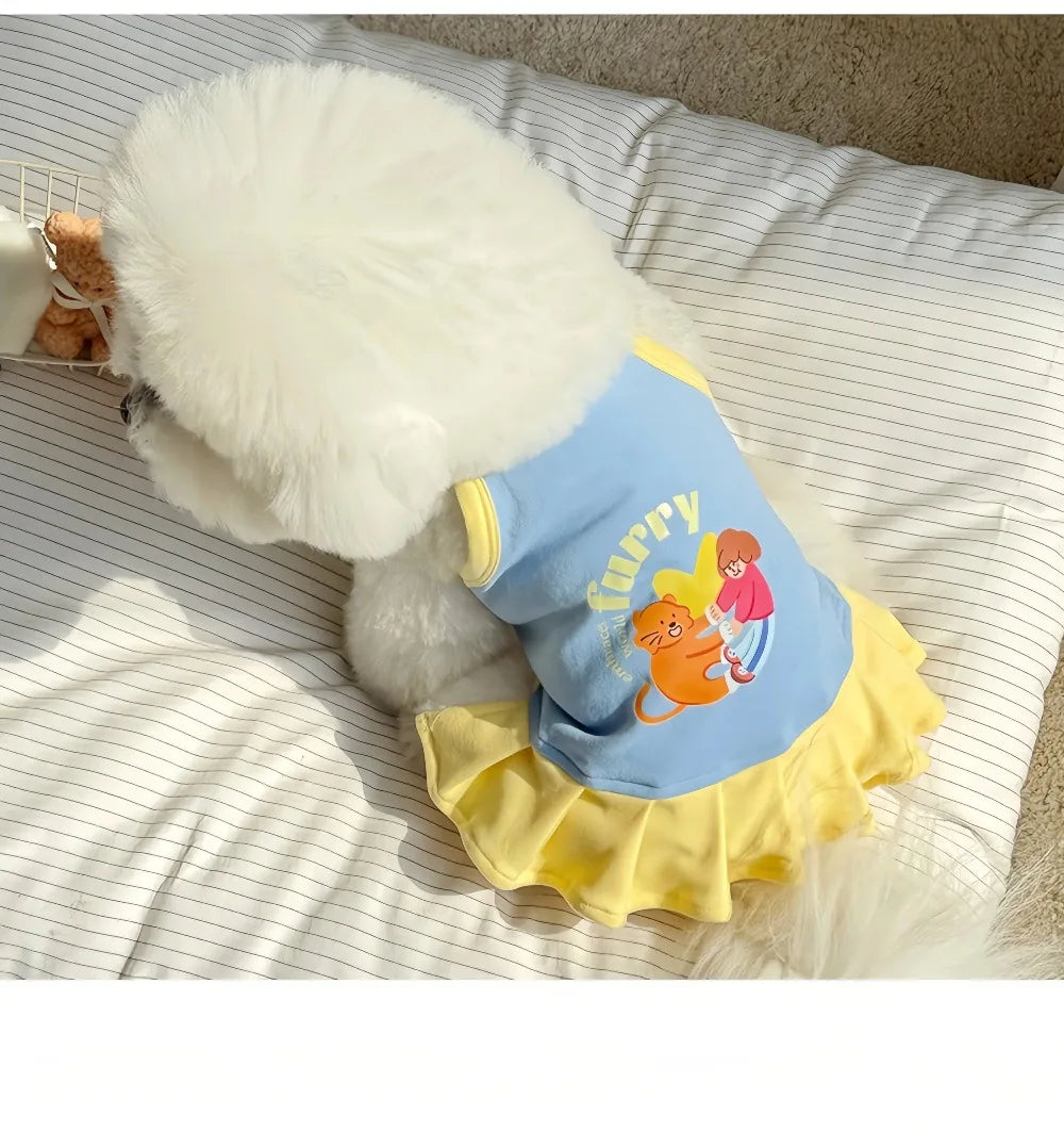 Robe et gilet rafraîchissants 2 en 1 pour petits chiens et chats | Jupe d'été respirante "Princesse" pour Chihuahuas et chiots