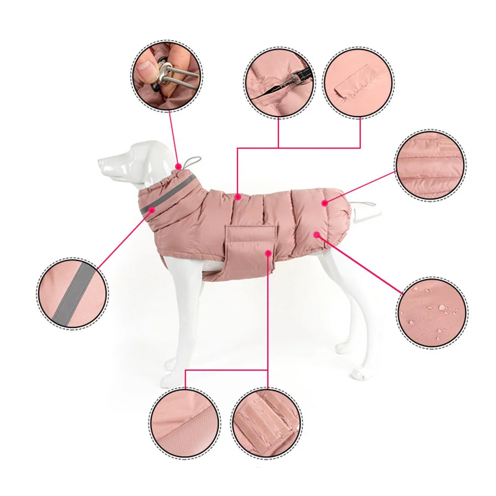 Waterproof High-Collar Down Jacket for Dogs