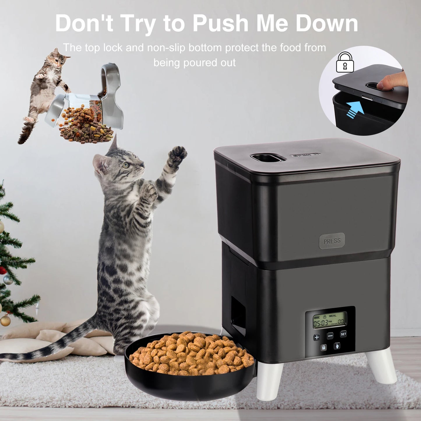 Cat Automatic Feeder 2L Cat Food Dispenser Smart Programmable Pet Feeder Recordable Dog Automatic Feede