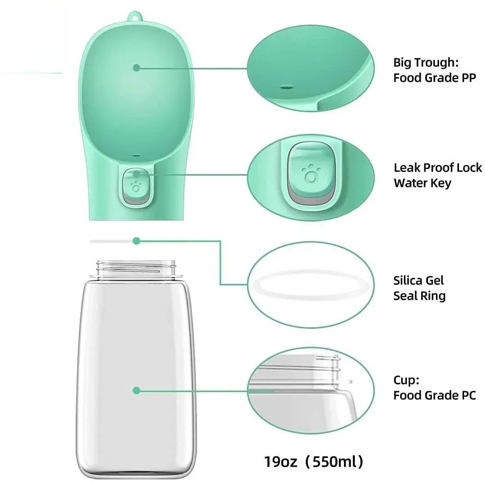 Portable Pet Travel Water Bottle with Bowl