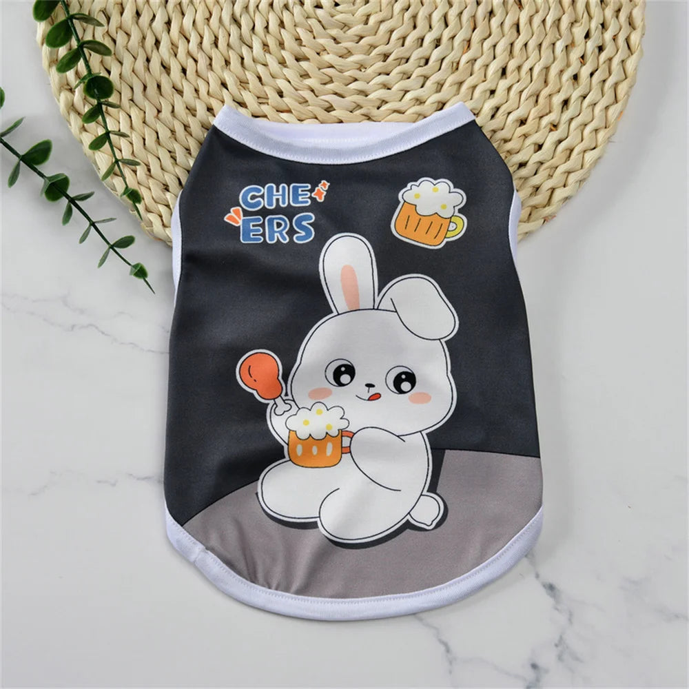 Cartoon Print Sleeveless Vest for Small Dogs & Cats