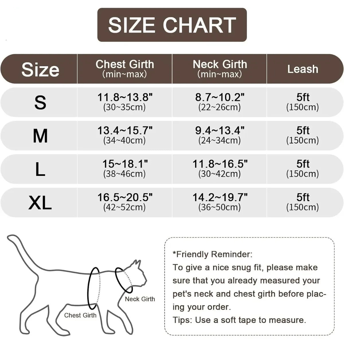 Adjustable Cat Vest Harness and Leash Set - Reflective Trim for All Sizes