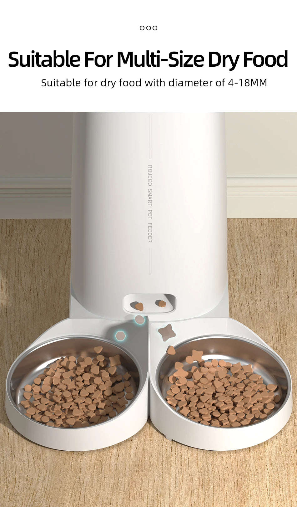 Automatic Dry Food Pet Feeder with Single or Double Bowls