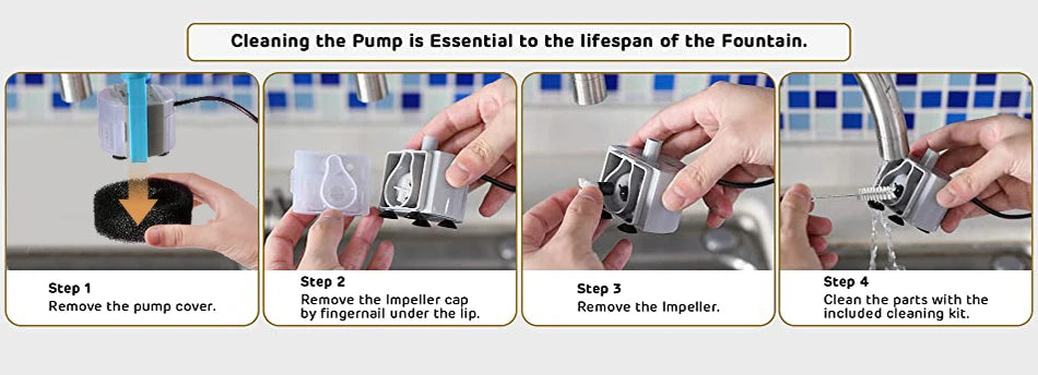 Pompe de rechange pour fontaine à eau en acier inoxydable - Moteur de distributeur d'eau pour animaux de compagnie