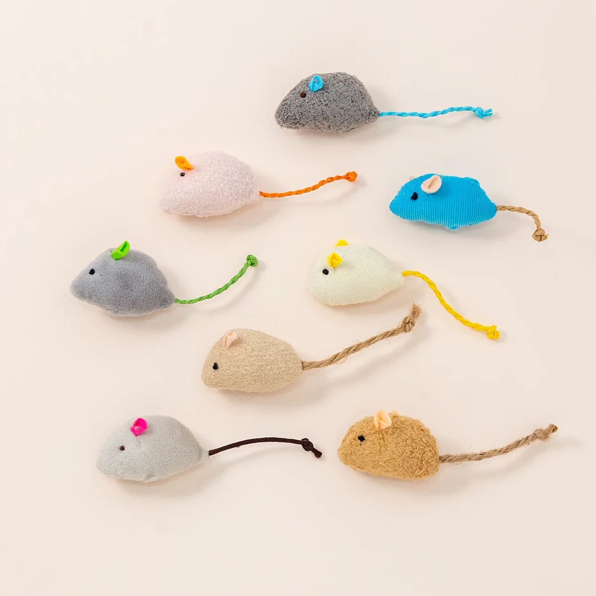 Plush Mouse Cat Toy - Colourful Catnip Mice for Kittens (20 Pack)