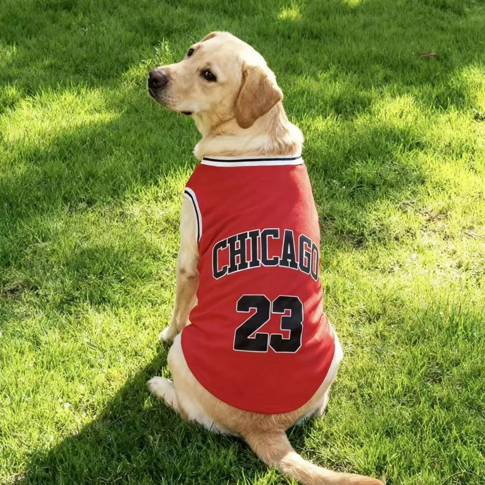 Maillot de refroidissement en maille pour chien de basket-ball de Chicago | Haut d'été respirant pour chiens de taille moyenne et grande