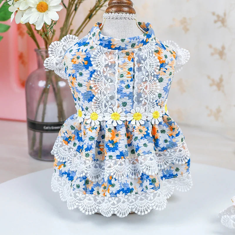 Lace Flower Princess Dress for Cats & Small Dogs