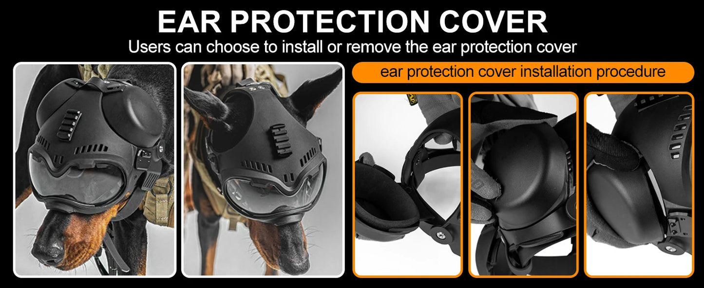 2-in-1 Tactical Dog Helmet with Detachable Goggles for Small & Medium Dogs