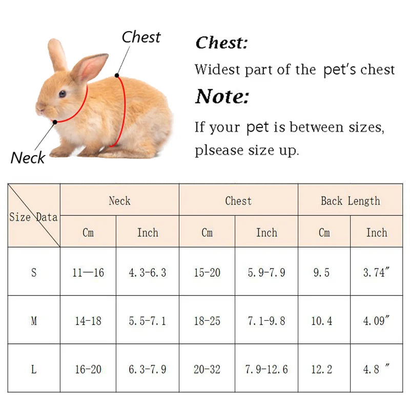 Mesh Breathable Harness & Leash Set for Rabbits, Ferrets & Small Pets