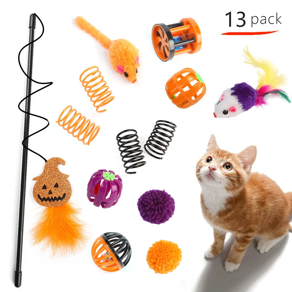Interactive Cat Toy Variety Set with Wand, Mouse and Bell