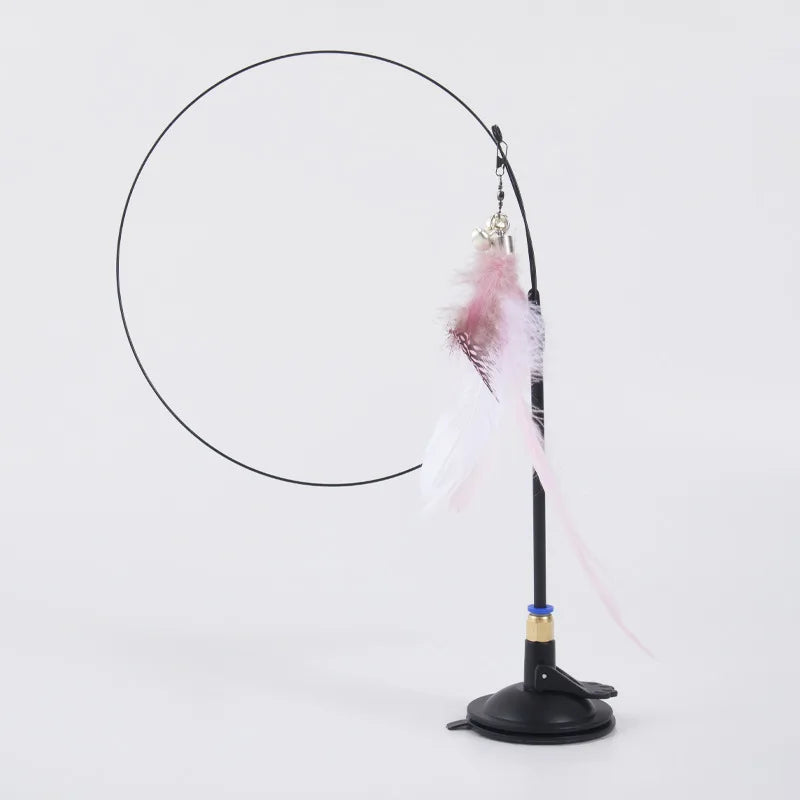 Hands-Free Suction Cup Cat Toy - Interactive Feather Wand Set