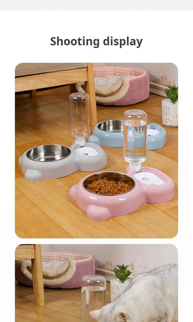 Set de gamelles doubles pour chat, distributeur d'eau automatique pour animaux de compagnie pour les garder hydratés et nourris