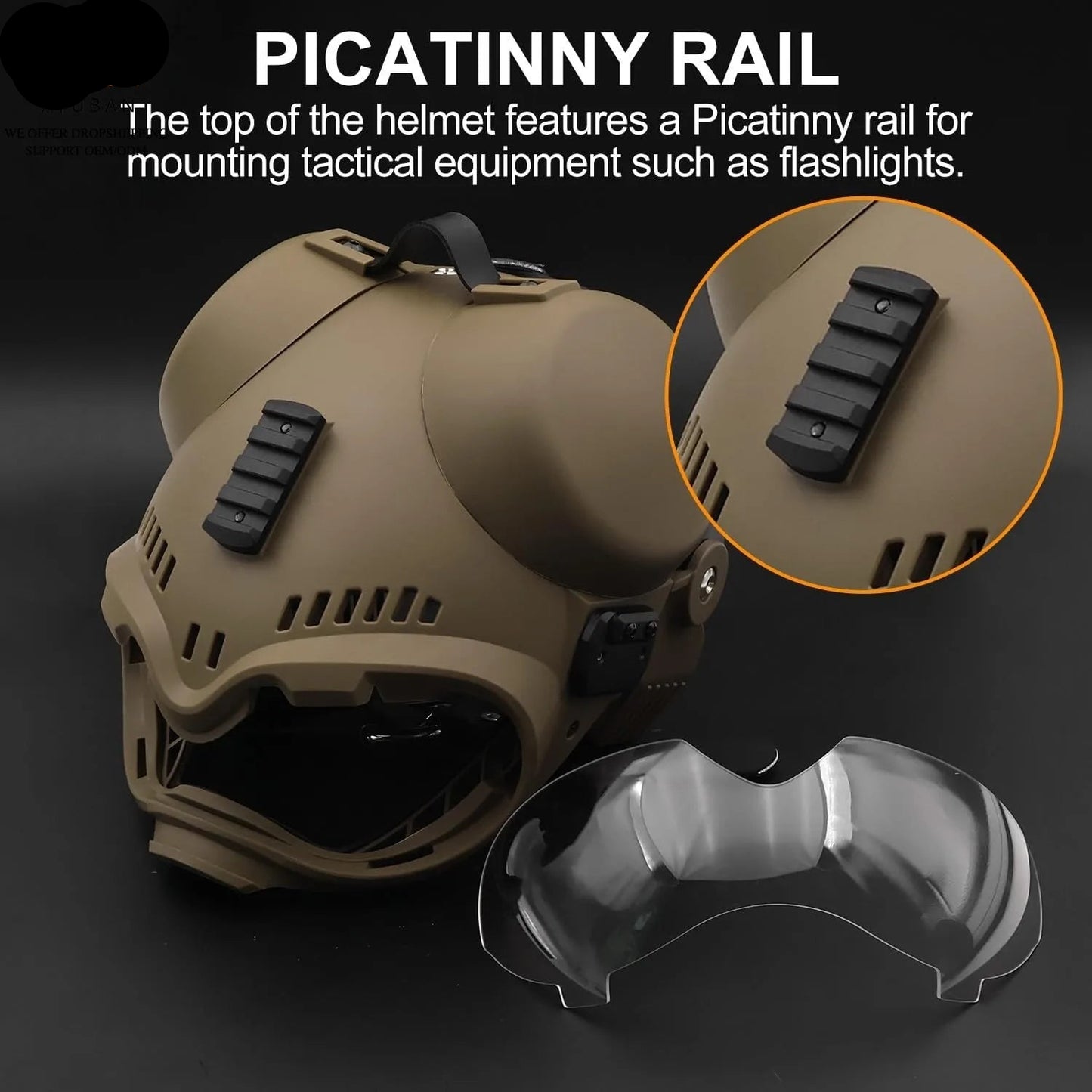 2-in-1 Tactical Dog Helmet with Detachable Goggles for Small & Medium Dogs