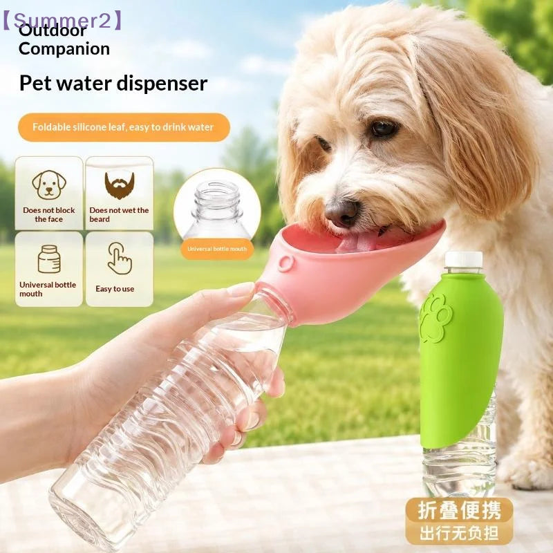 Silicone Pet Travel Water Bottle with Foldable Drinking Bowl – Leakproof, for Dogs & Cats