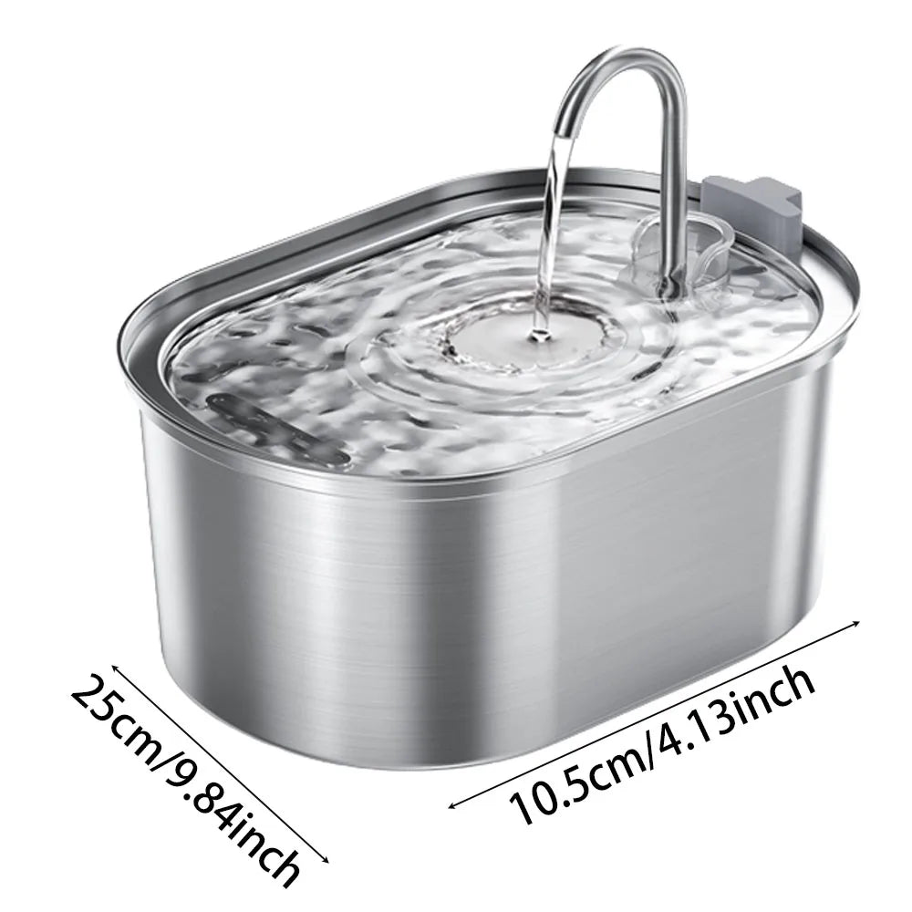 Fontaine à eau automatique 3.2L en acier inoxydable pour animaux de compagnie Distributeur d'eau intelligent pour chiens et chats