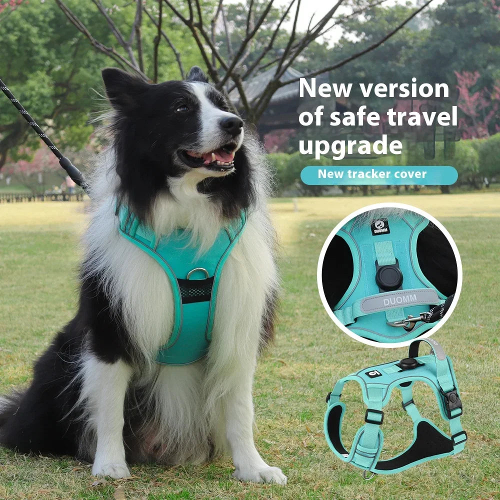 Reflective Anti-Pull Dog Harness with GPS Tracker Slot – Adjustable Vest for Small, Medium & Large Dogs