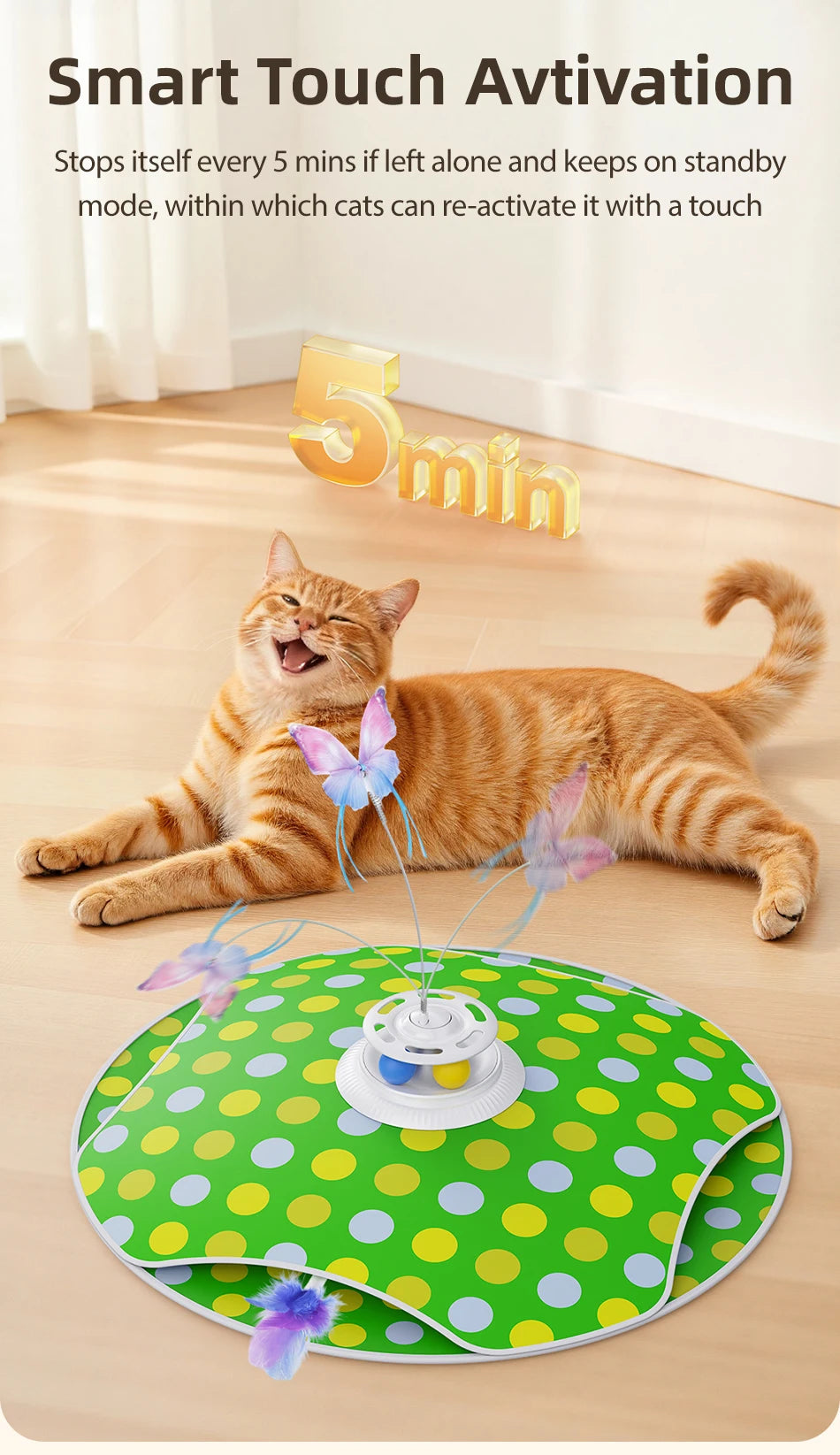 Interactive Hide & Seek Cat Toy - 3-in-1 Smart Feather & Butterfly Teaser