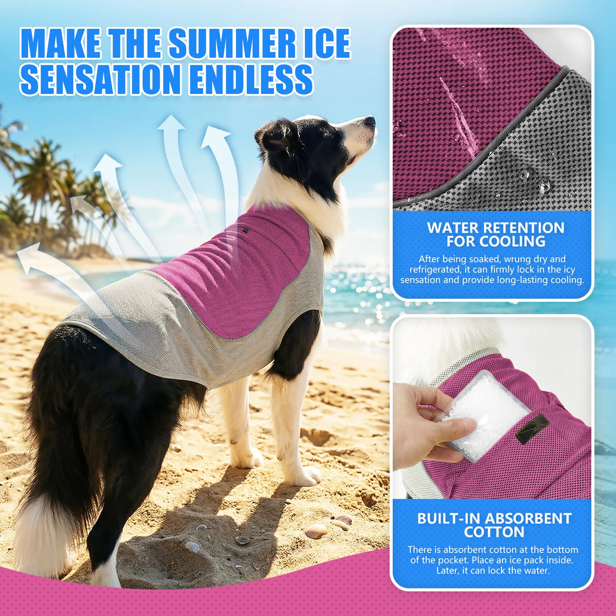 Breathable Dog Cooling Vest with Ice Pack Pocket — Heatstroke Prevention