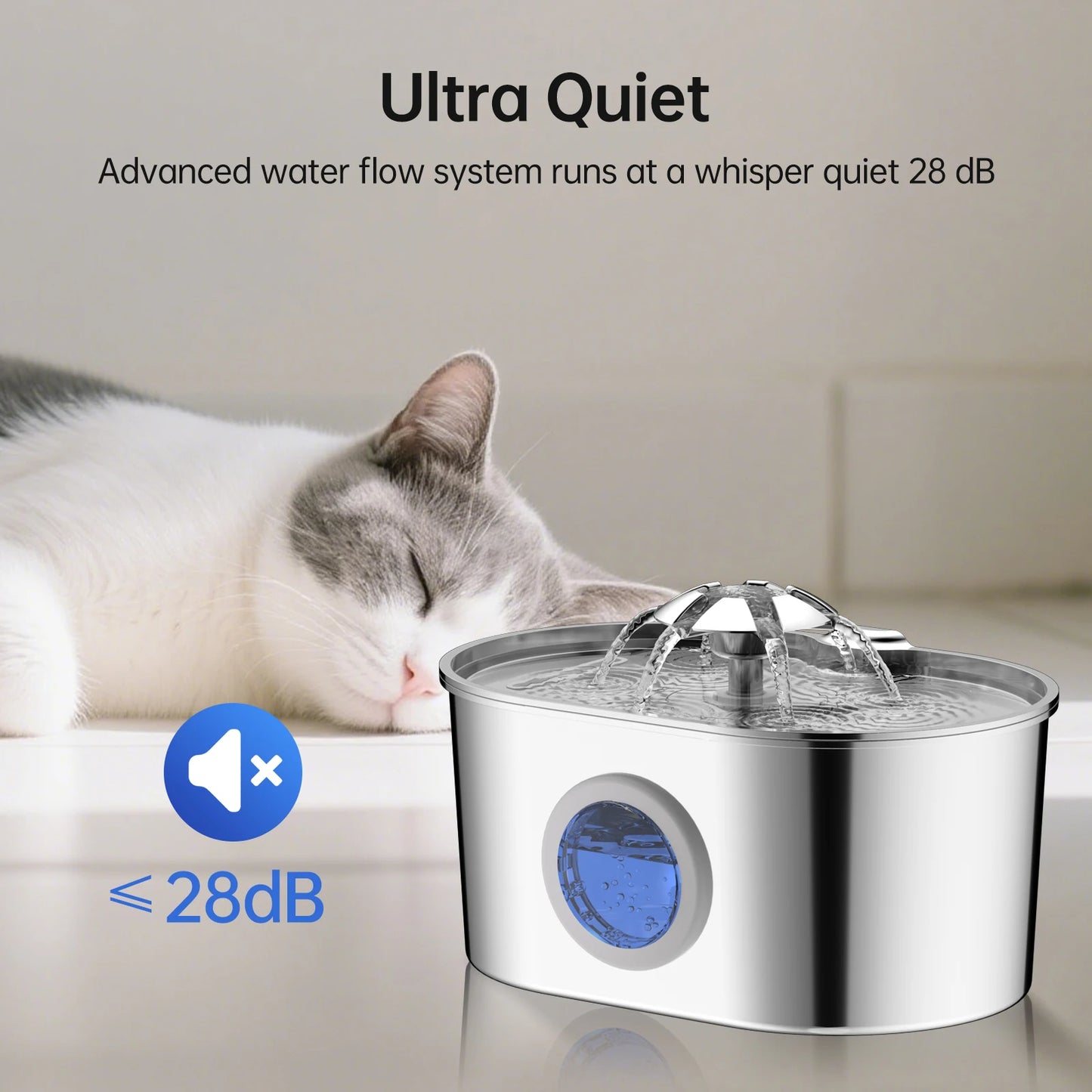 Automatic Cat Water Fountain Stainless Steel Pet Fountain Dog Water Dispenser With USB Electric Ultra-Quiet Pump Cat Supplies