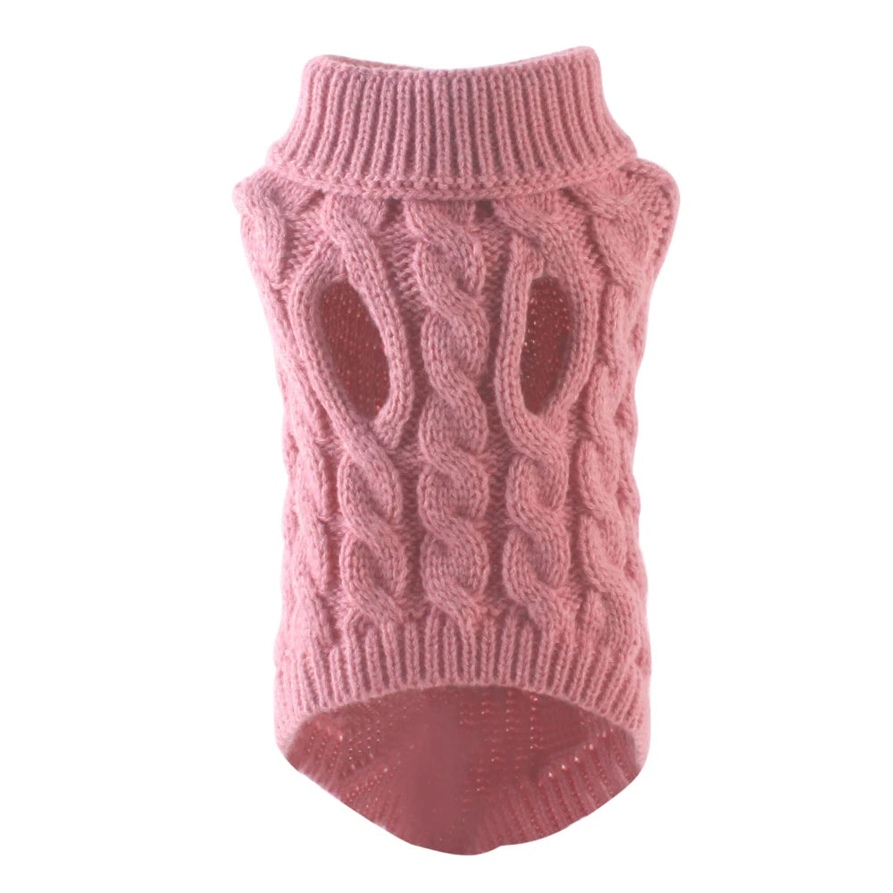 Pull tricoté à col roulé pour chien