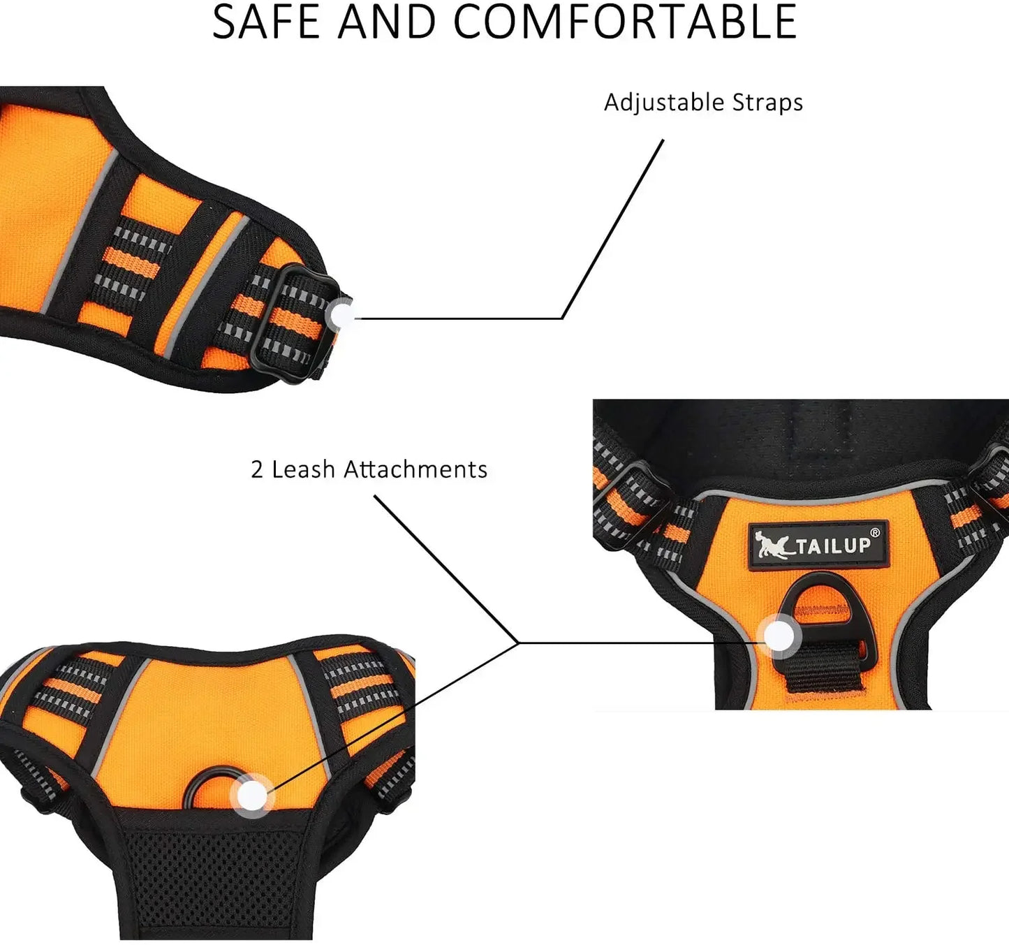 No-Pull Reflective Nylon Dog Harness for Strong Pullers