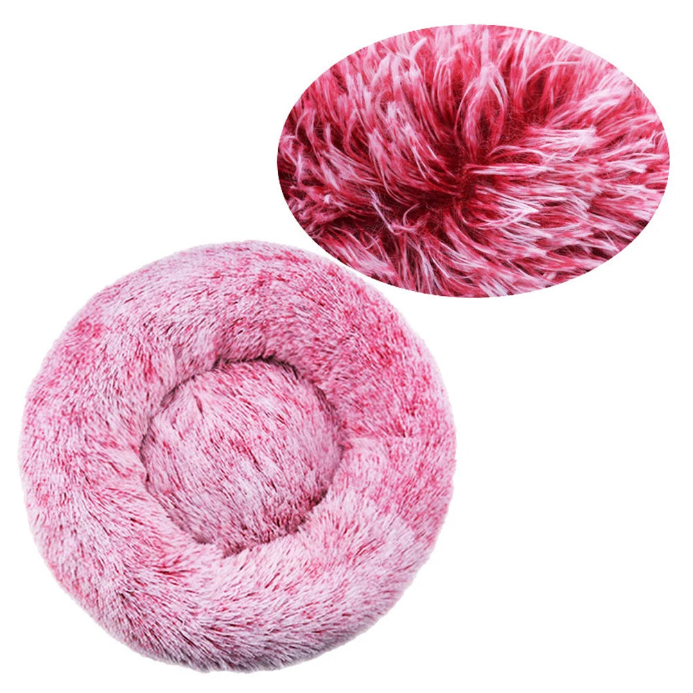 Round Plush Pet Bed — Washable Warm Basket for Dogs & Cats, 6 Sizes