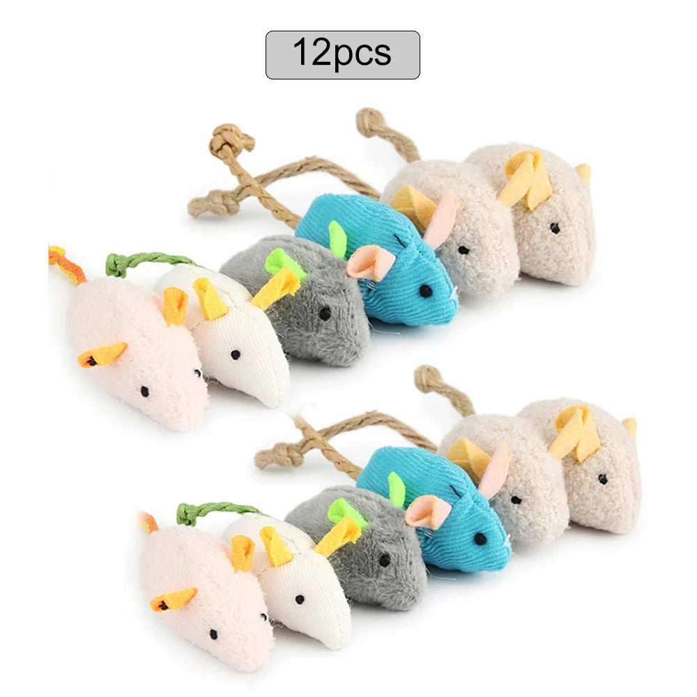 Catnip Plush Mouse Cat Toys — 12 Pack