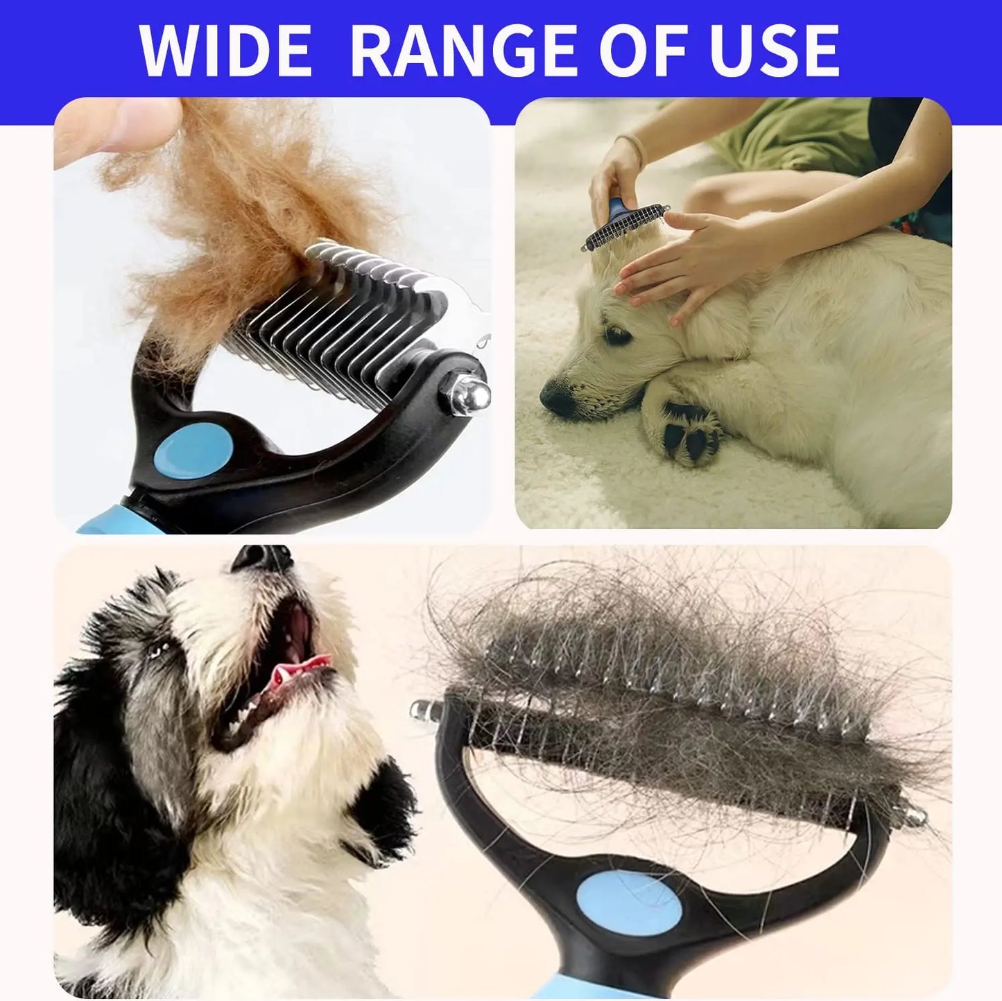 Pet Deshedding Brush - Professional Dog & Cat Hair Remover Grooming Comb