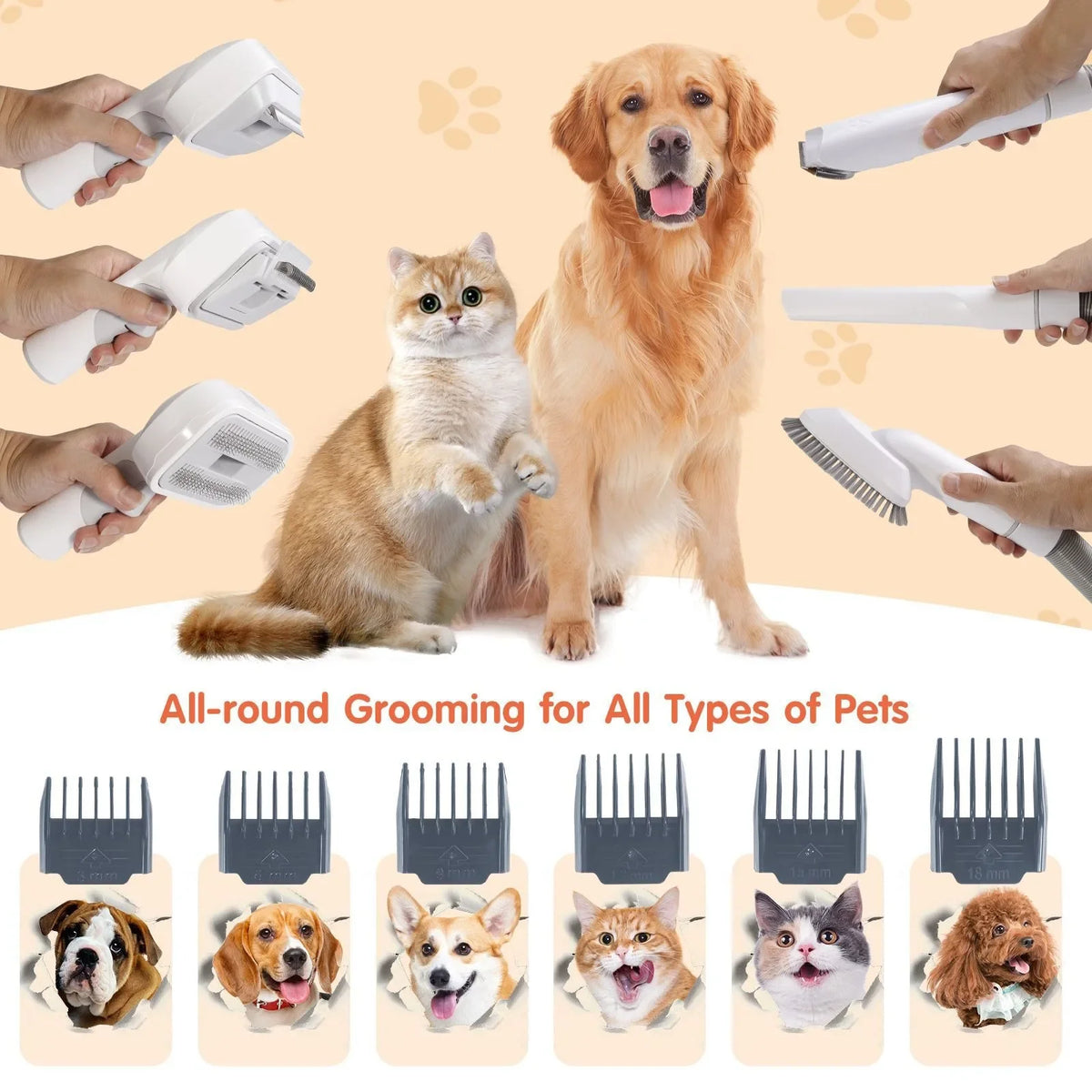 6-in-1 Pet Grooming Vacuum Kit | 400W | 2.5L Dust Cup | Dogs & Cats