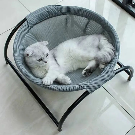 Elevated Pet Hammock Bed - Free-Standing Metal Frame with Breathable Fabric