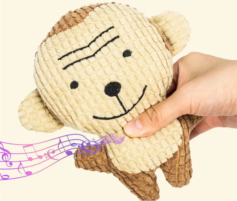 Jouet couineur interactif en peluche pour chien - Jouet à mâcher résistant en forme d'animal