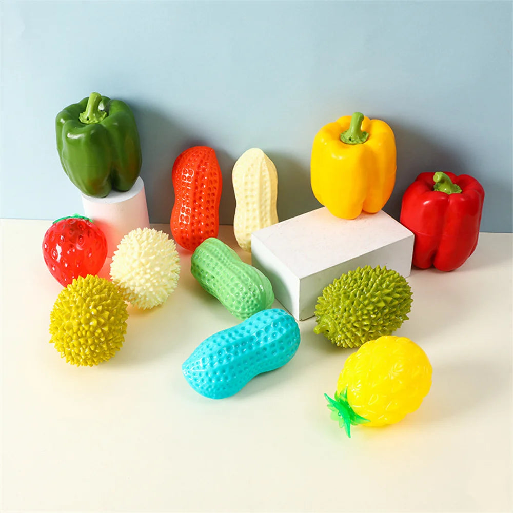 2Pcs/3Pcs Pet Chew Toys Fruit Vegetable Shapes with Squeaky for Small Medium Dogs Hot Sale Dog Accessories Juguetes Para Perros