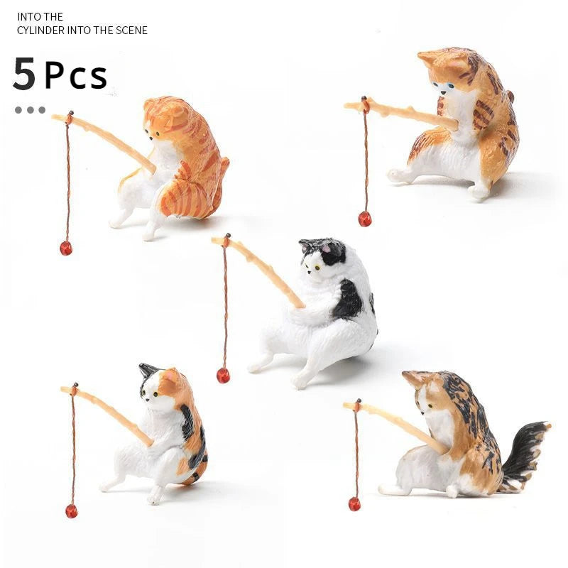 Fishing Cat Aquarium Decoration Ornament