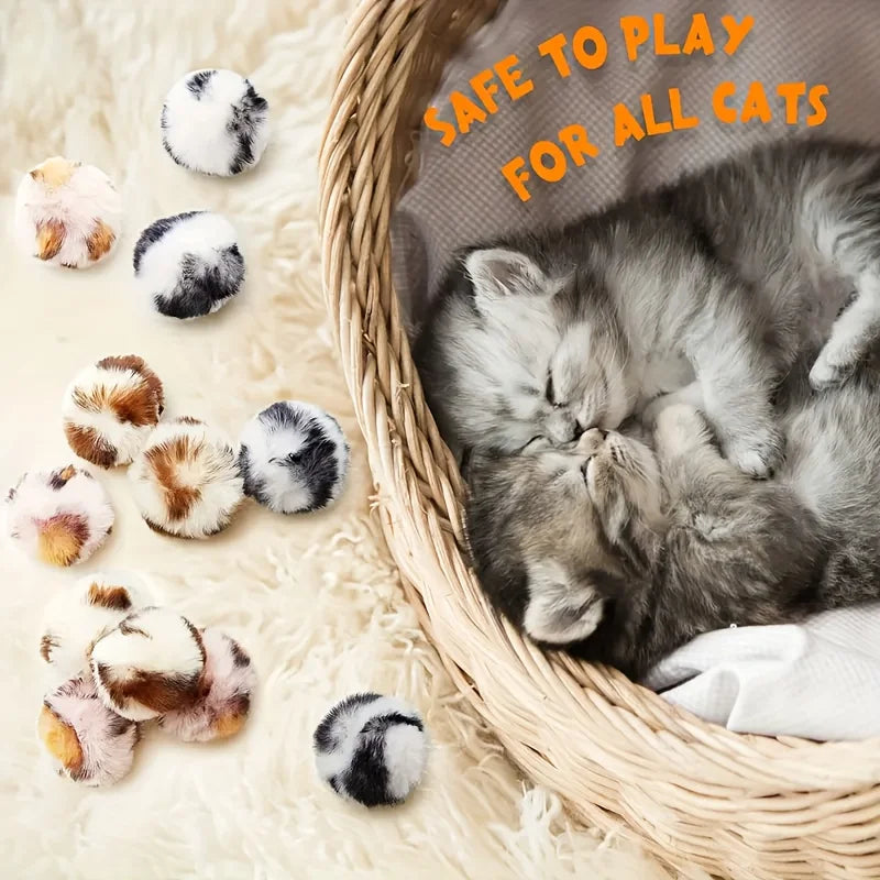 Balles en peluche pour chat - Imprimé léopard, lot de 3