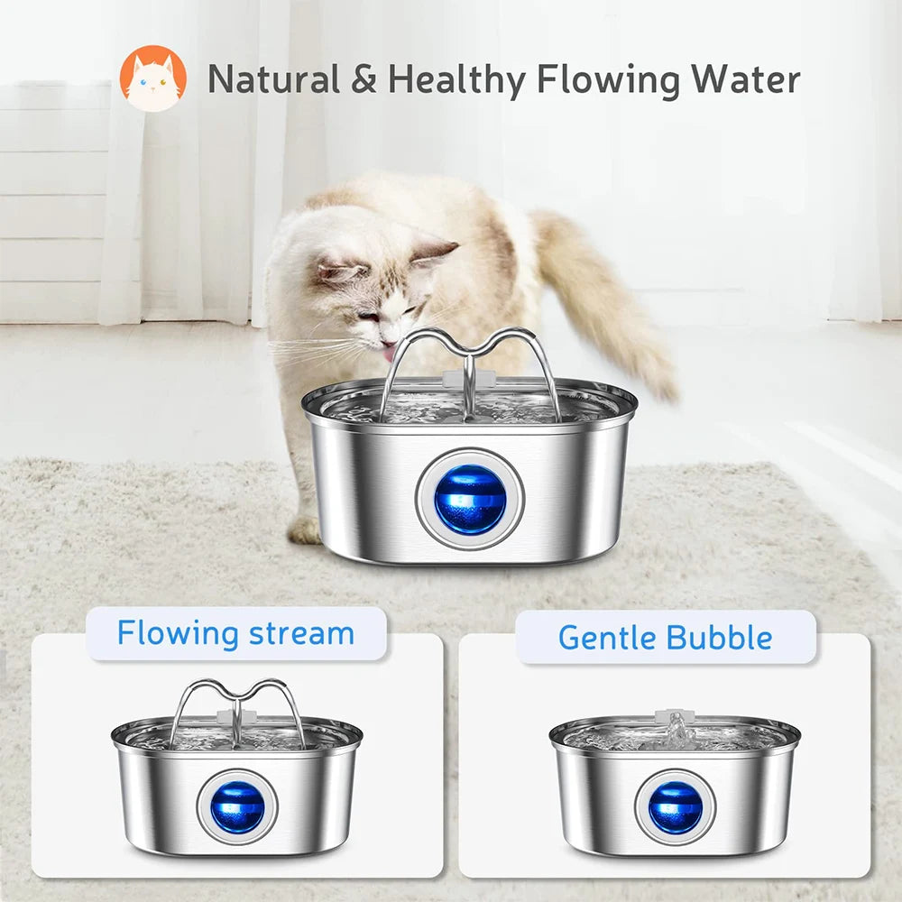 3.2L Stainless Steel USB Pet Water Fountain — Quiet Filter Pump for Cats & Dogs