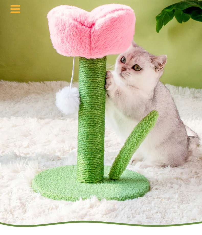 Tulip Cat Tower with Sisal Scratching Post & Kitten Teaser