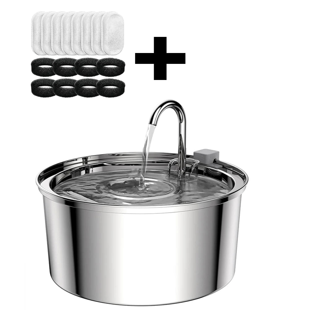 3.2L Stainless Steel Pet Water Fountain with Silent Pump