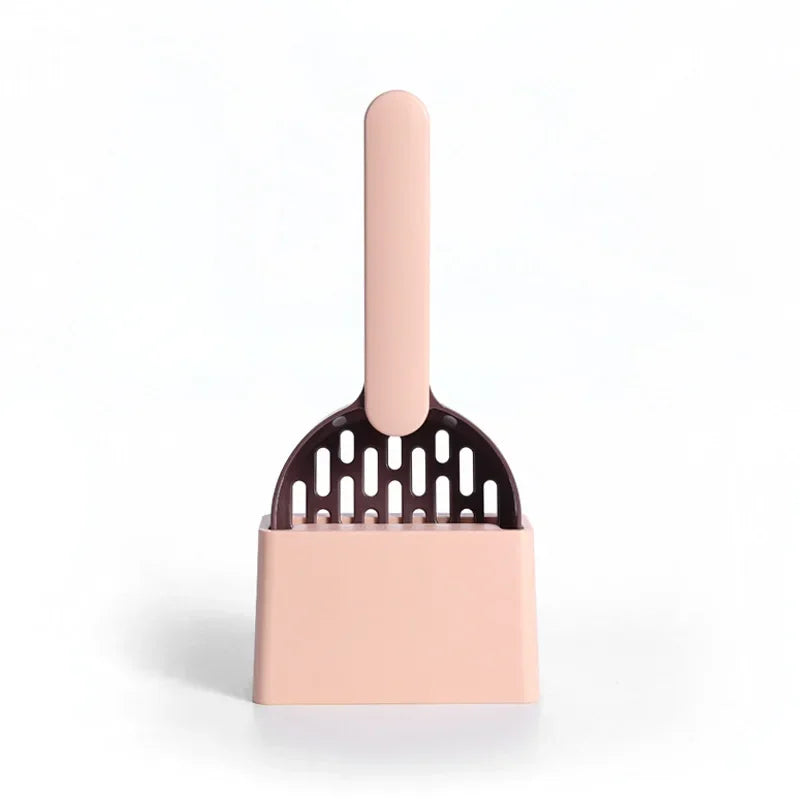 Cat Litter Scoop Set with Base & Fine-Hole Filter – Deep-Clean Sifting Scoop for Cat Litter Trays