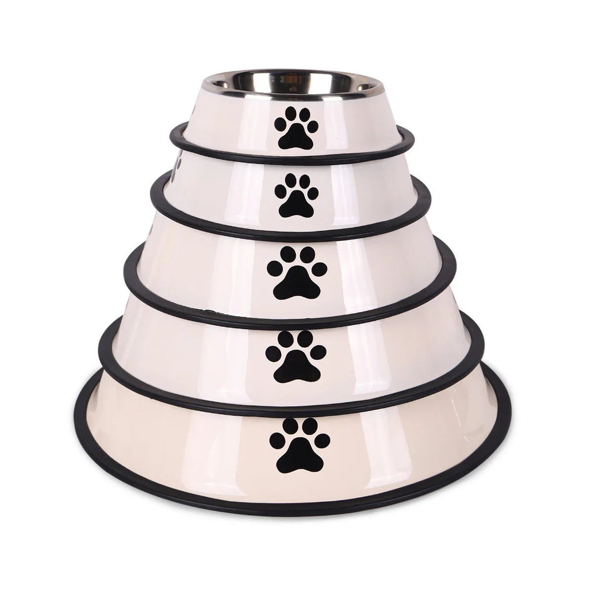 Stainless Steel Pet Bowl with Non-Slip Rubber Base for Dogs & Cats