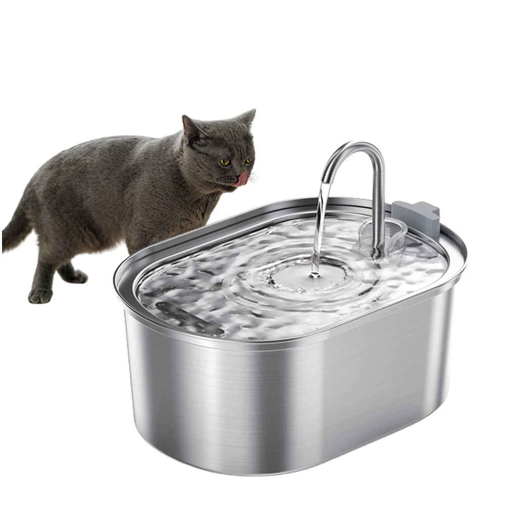 Fontaine à eau automatique 3.2L en acier inoxydable pour animaux de compagnie Distributeur d'eau intelligent pour chiens et chats
