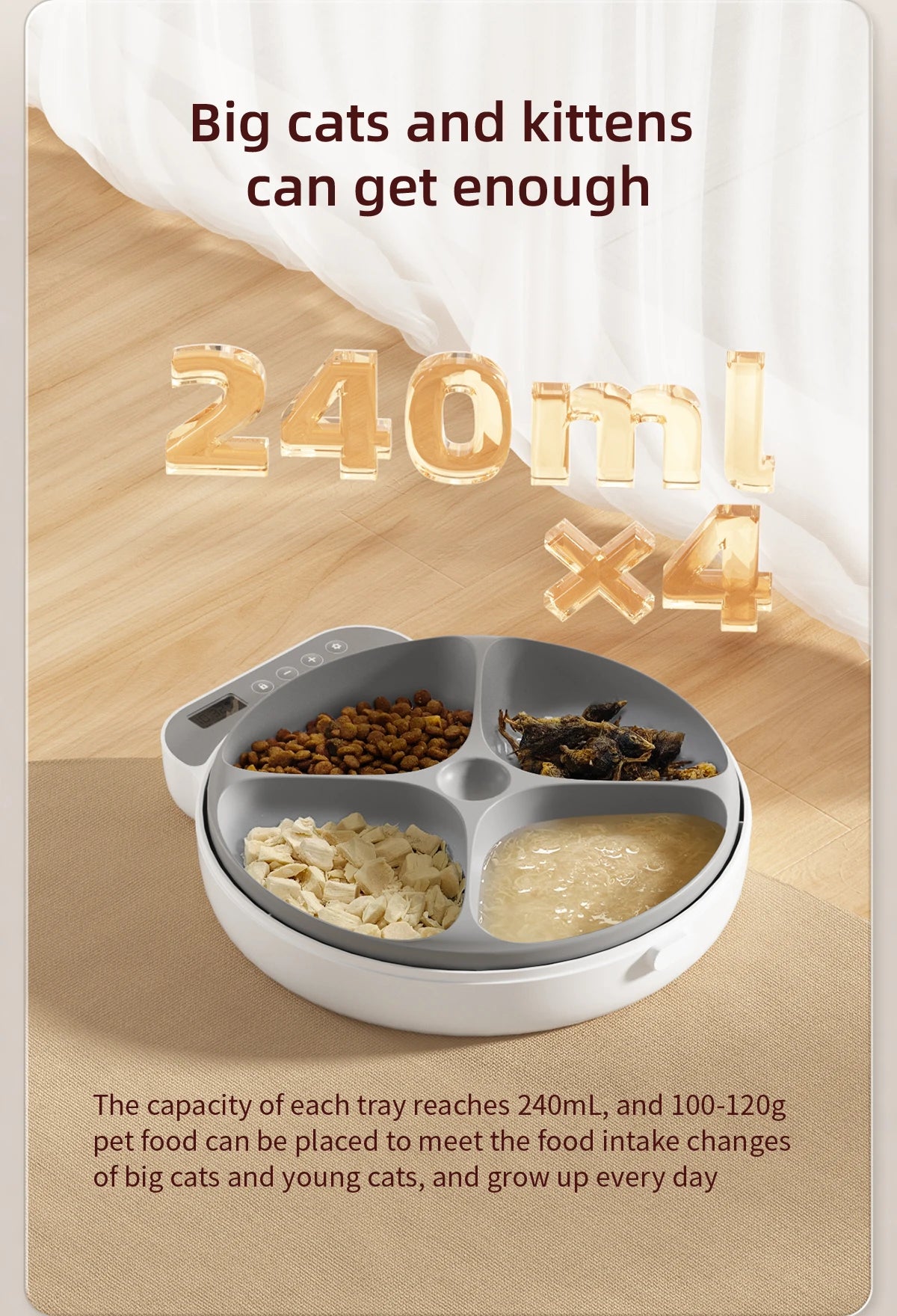 Automatic Four-Meal Pet Feeder for Wet & Dry Food