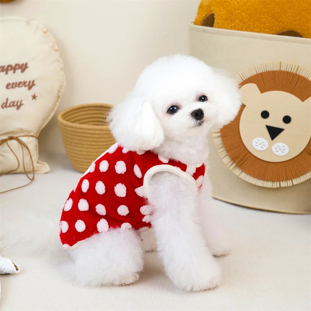 Fleece Dot Print Jacket Vest for Small Dogs & Cats