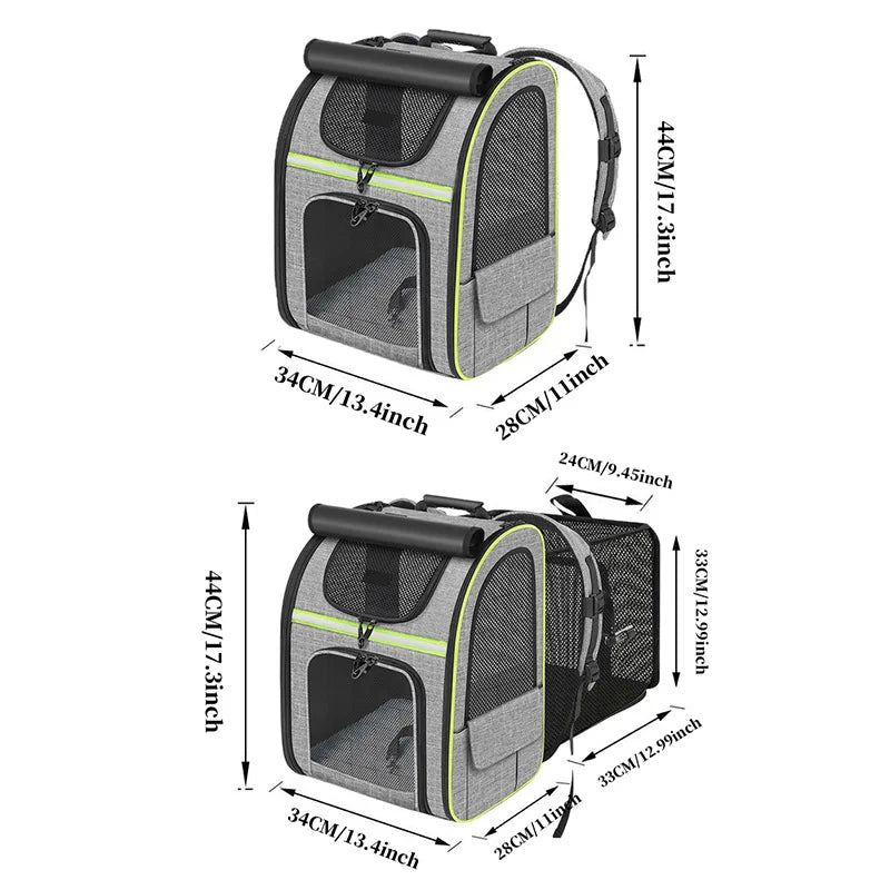 Sac à dos de transport extensible pour chat avec housse pare-soleil et maille respirante