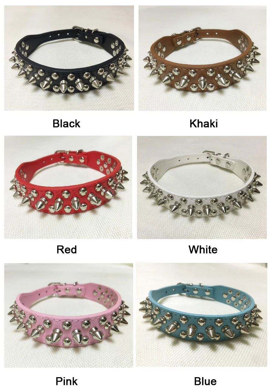 PU Leather Punk Rivet Spiked Collar for Small Dogs & Cats