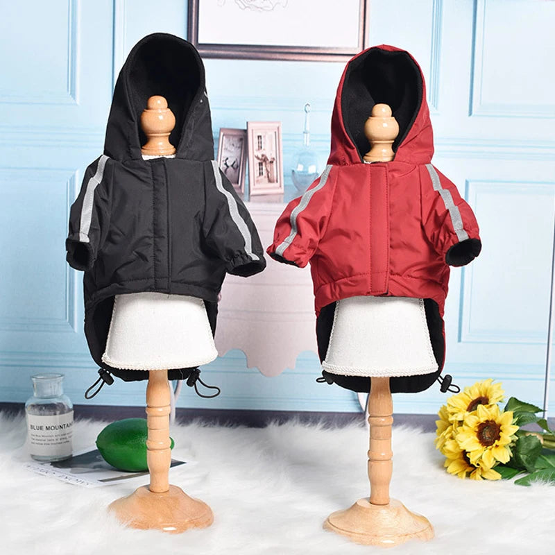 Imperméable pour chien à capuche avec liseré réfléchissant