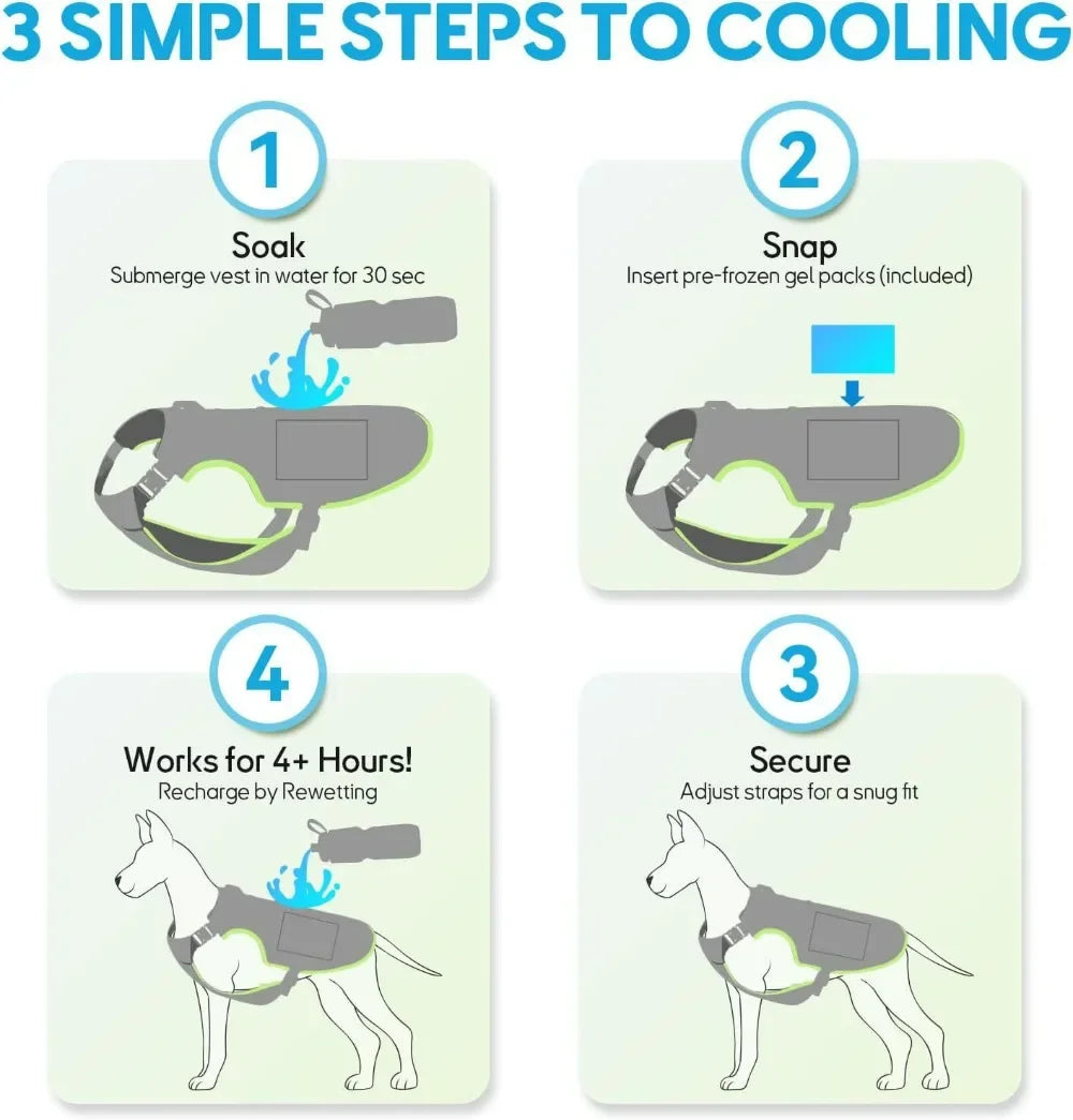 Breathable Mesh Dog Cooling Jacket with Ice Pack & Sun Protection — All Sizes