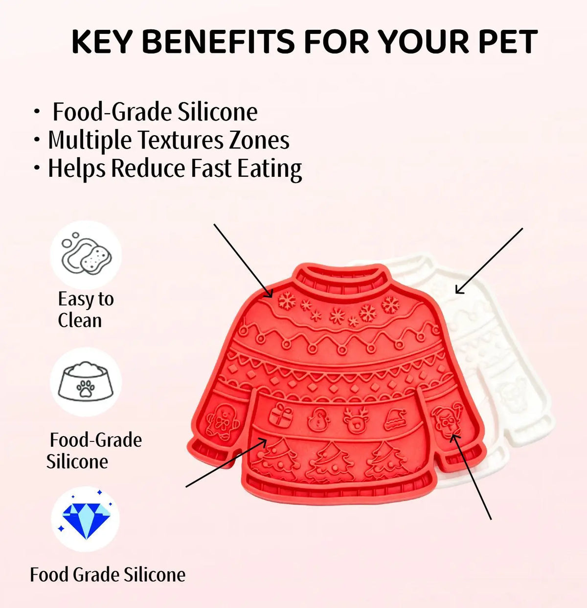 Christmas Jumper Pet Lick Mat with Suction Cups